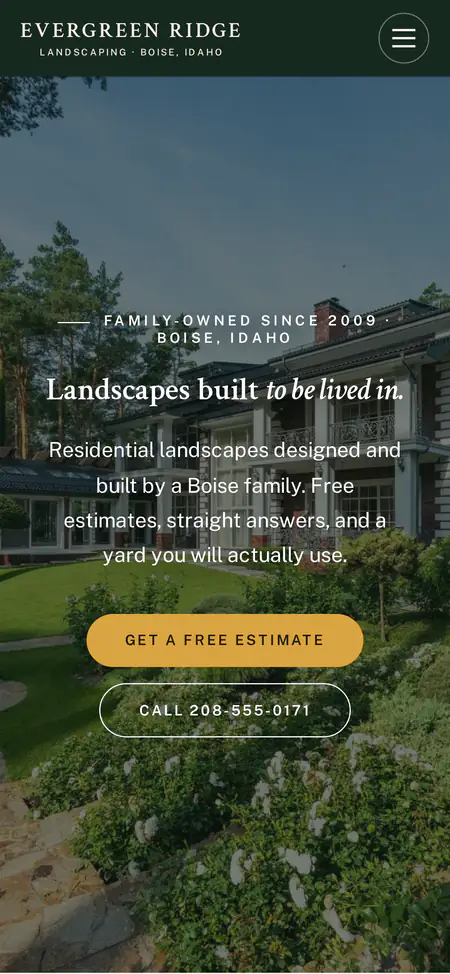 Evergreen Ridge Landscaping on a phone